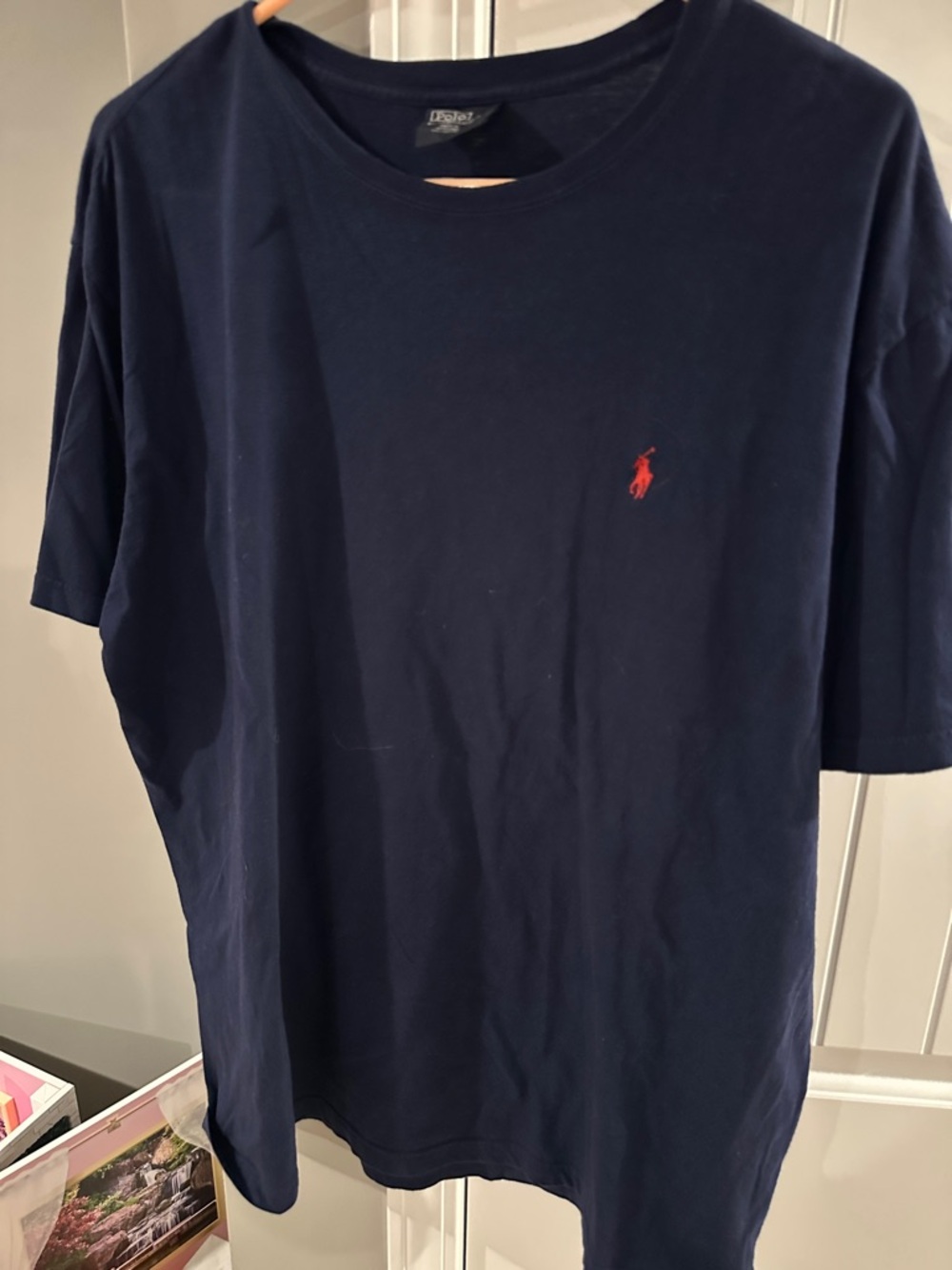 Ralph Lauren Navy Short-Sleeve Crew Neck T-Shirt with Red Polo Logo Large